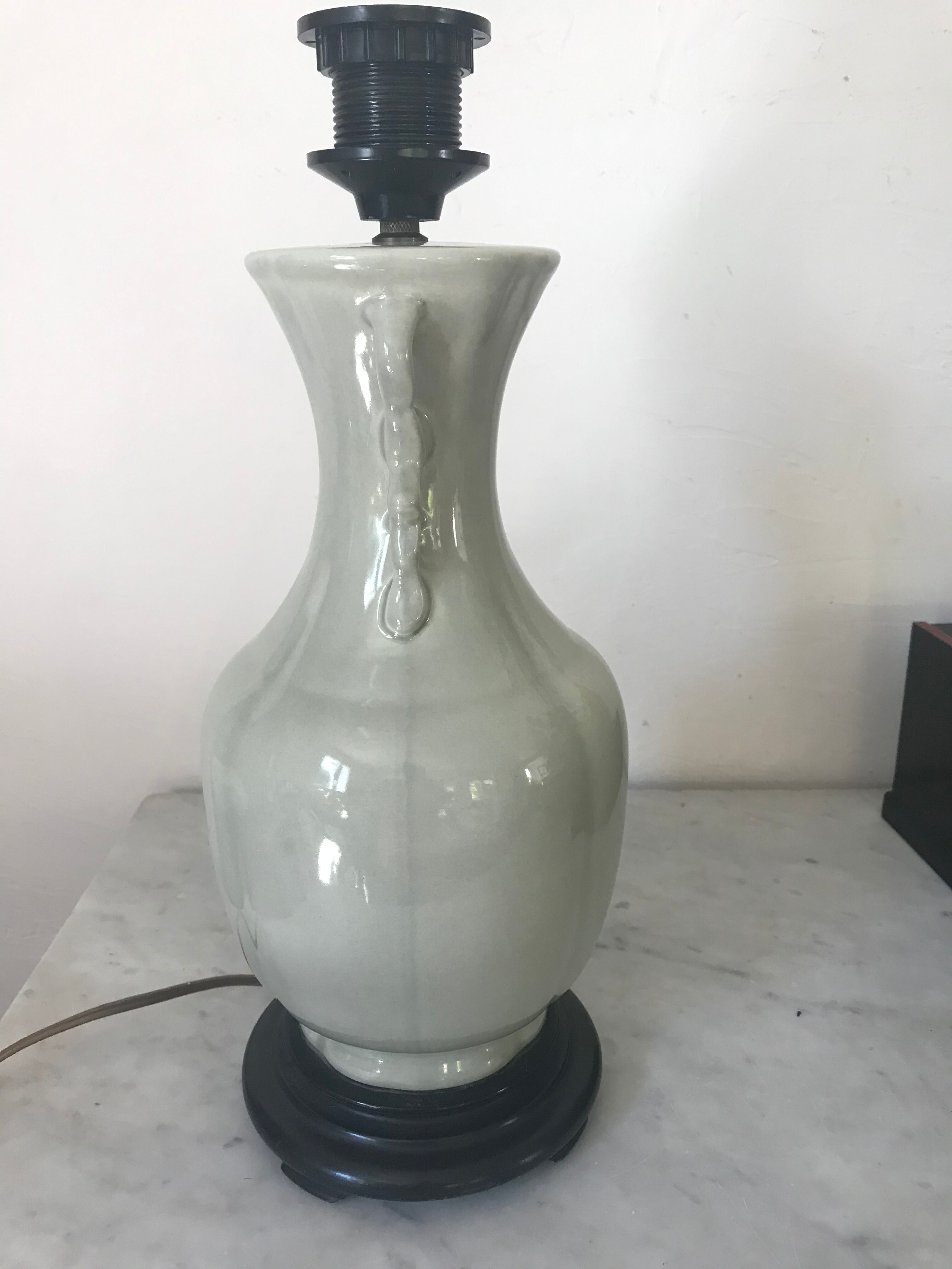 Vintage ceramic lamp green celadon