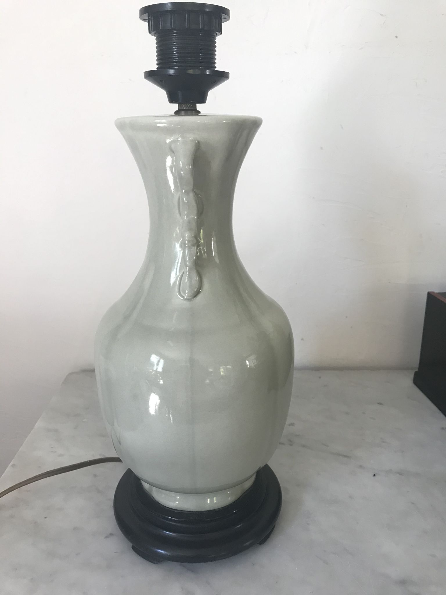 Lampe en céramique vintage vert céladon