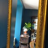 Miroir XIXème en bois stuqué doré 90 x 180 cm