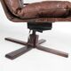 Fauteuil vintage en bois et cuir
