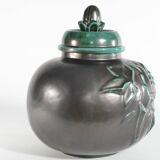 Large Art Deco Green Lidded Jar by Anna-Lisa Thomson for Upsala-Ekeby, 1930's