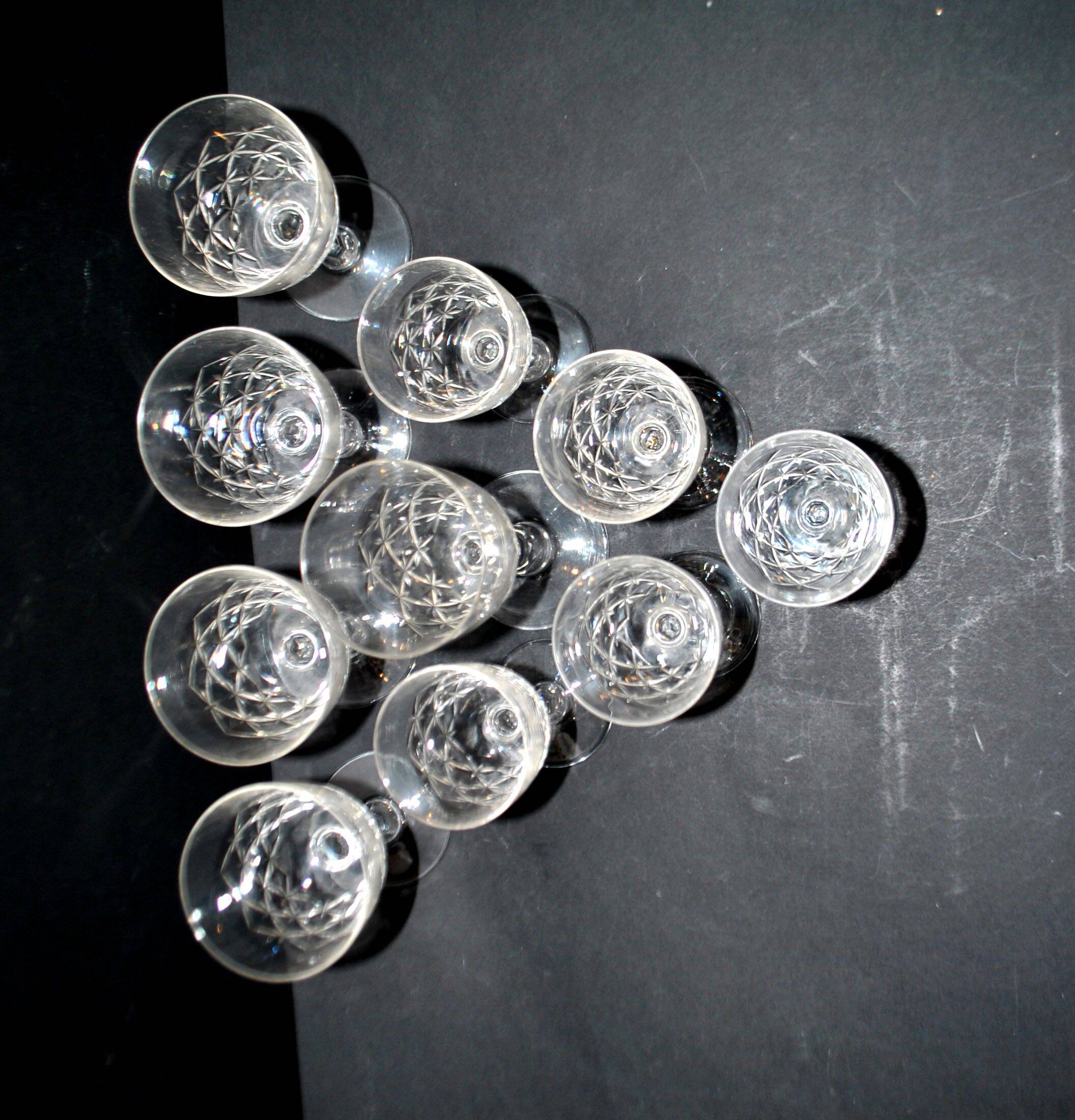 SAINT-LOUIS 10 stemmed glasses in cut crystal MASSENET Size 75