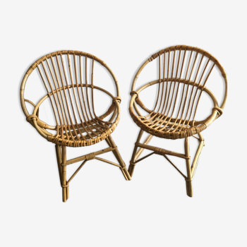 Duo de fauteuils en rotin