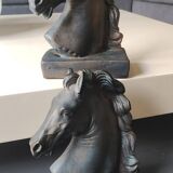 Pair of Horse Bookends with Flaming Manes. Ceramic.