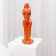 Orange Ceramic Statue by Hugo von Ott, 42cm, Mid-Century Modern Design, Handcrafted Studio Ceramic Sculpture