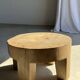 Coffee table, four-legged low table in natural solid monoxyle mango wood.