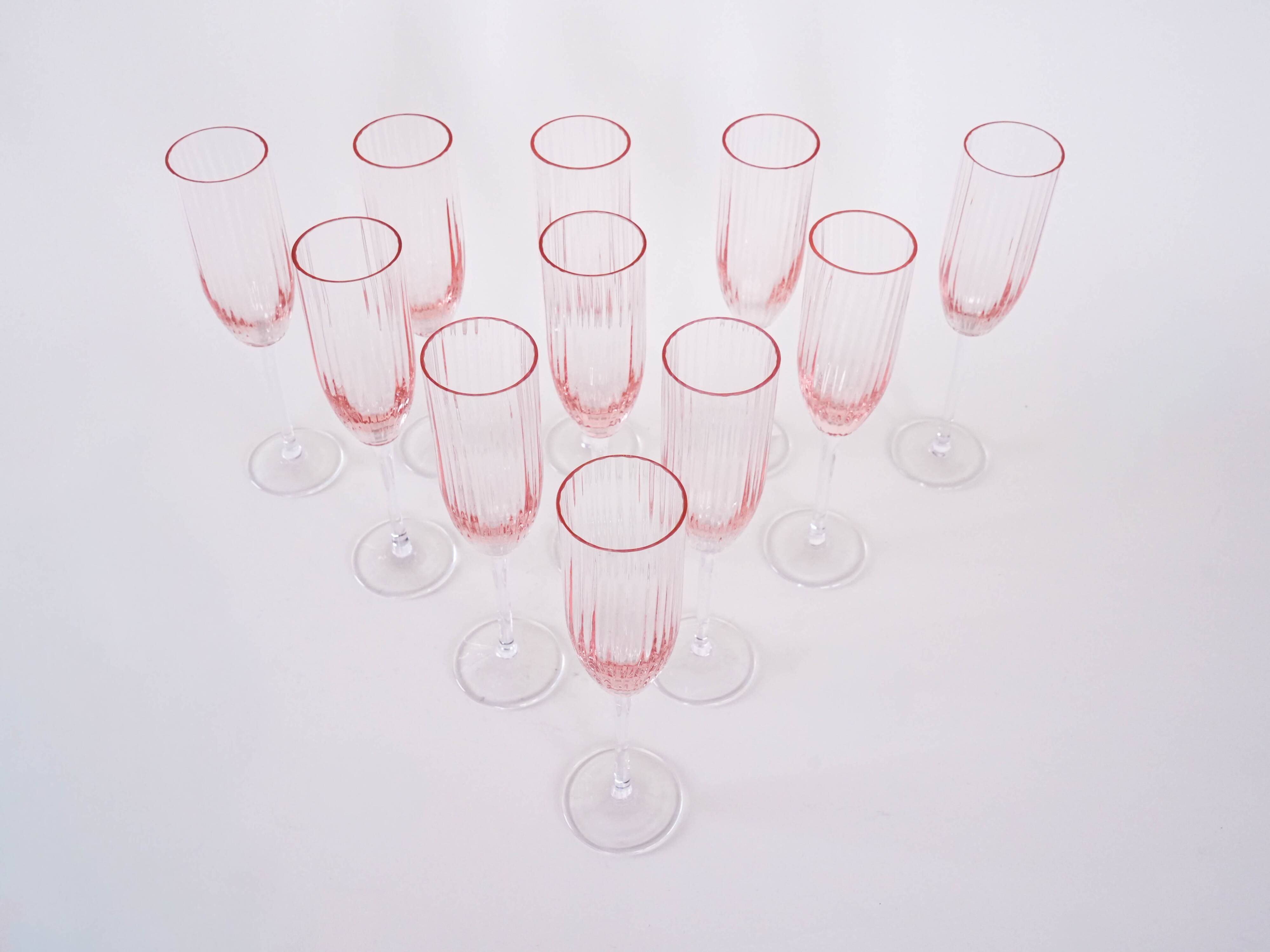 Set of Prosecco glasses, French design, 1970s, made in France