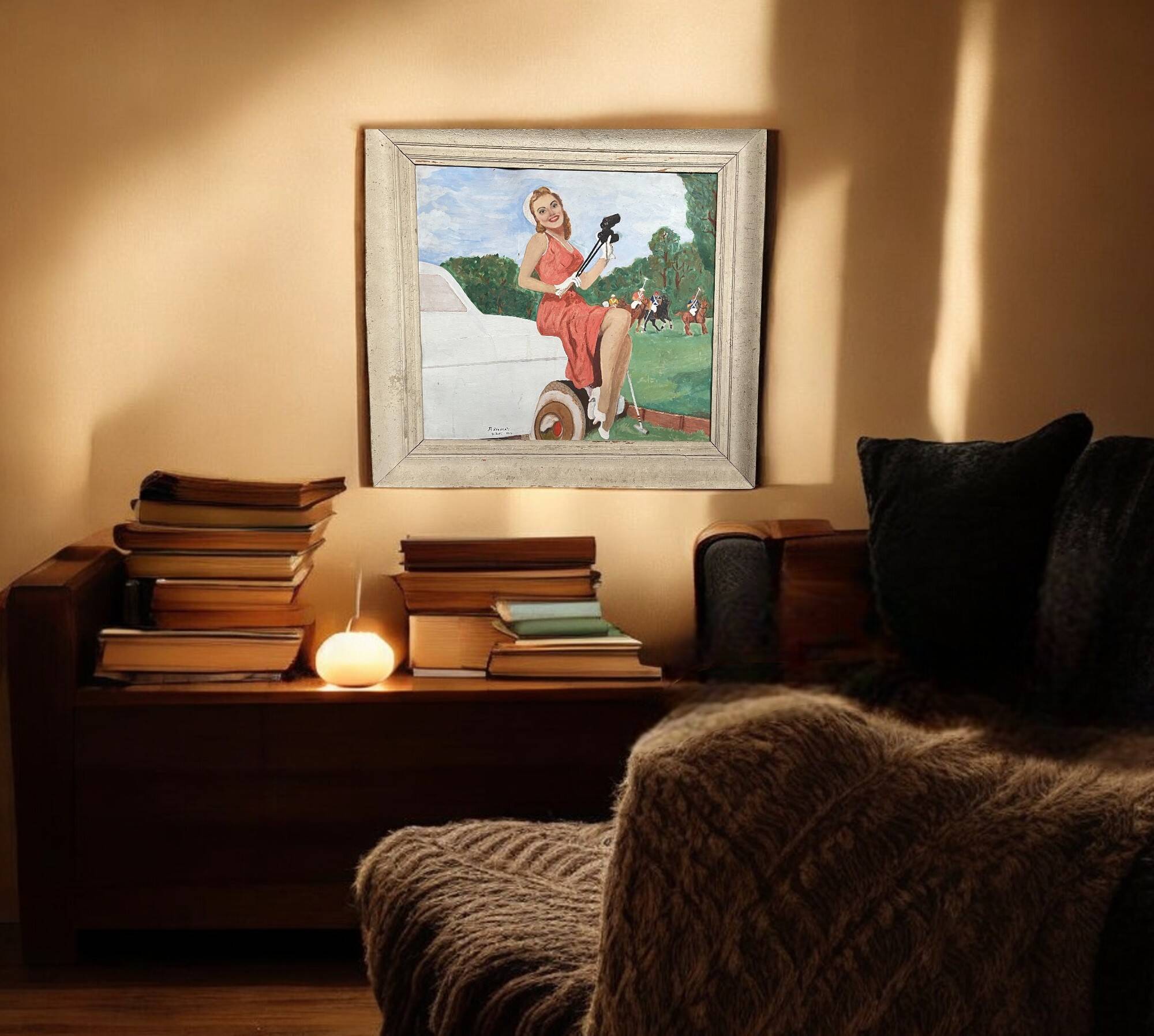 Gouache on pin-up panel signed and dated 20th century