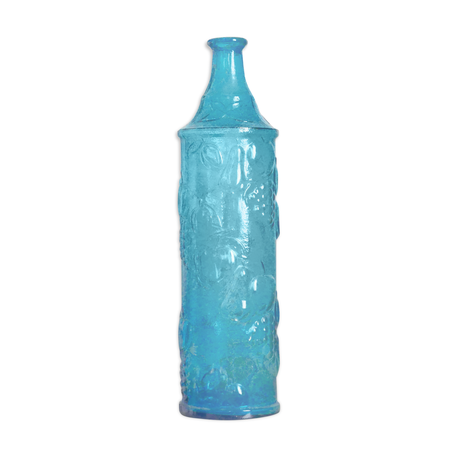 Italian bottle in blue glass, 60s