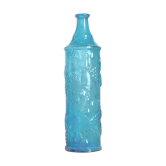 Bouteille Italienne en verre bleu, années 60