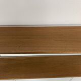 60s wall-mounted string shelf, wood and metal