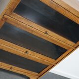 German Oak Bookcase with Folding Doors In Style of Globe Wernicke, ca 1930s