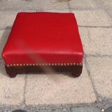 Fauteuil et repose pieds cuir Rouge