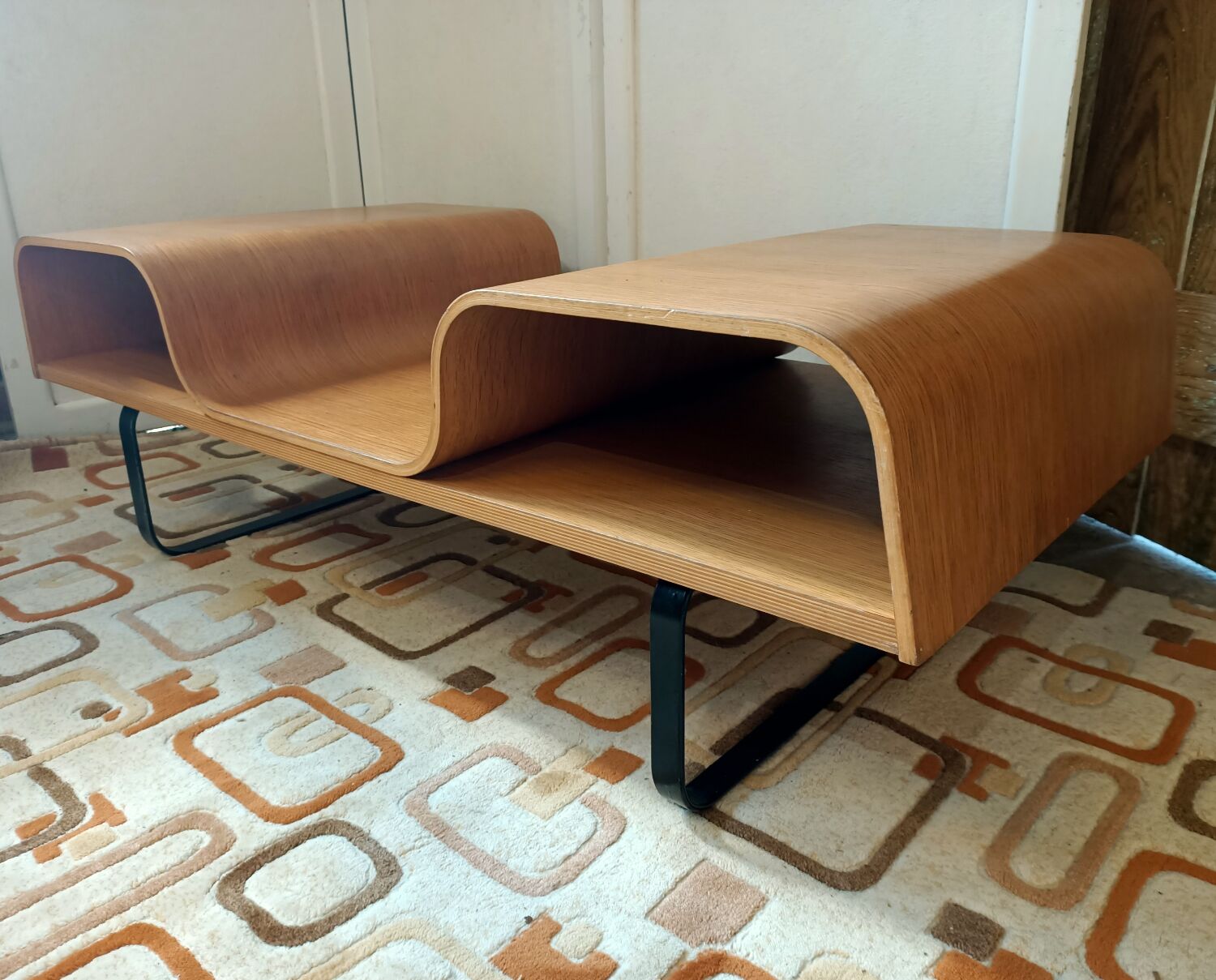 Curved wooden coffee table