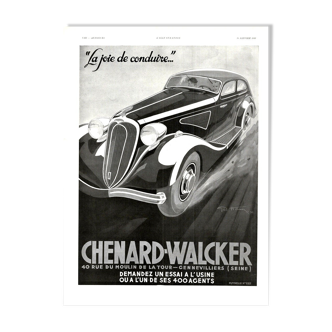 Affiche vintage années 30 Chenard Walker