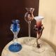 Set of three vintage blown glass candle holders Krosno Poland.