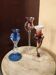 Set of three vintage blown glass candle holders Krosno Poland.