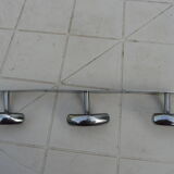 Wall coat rack in chromed metal 3 hooks 50s