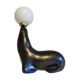 Lampe otarie noire irisée bleue en terre cuite