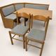 Ensemble vintage de coin repas en chêne — banquette, table extensible et 2 chaises