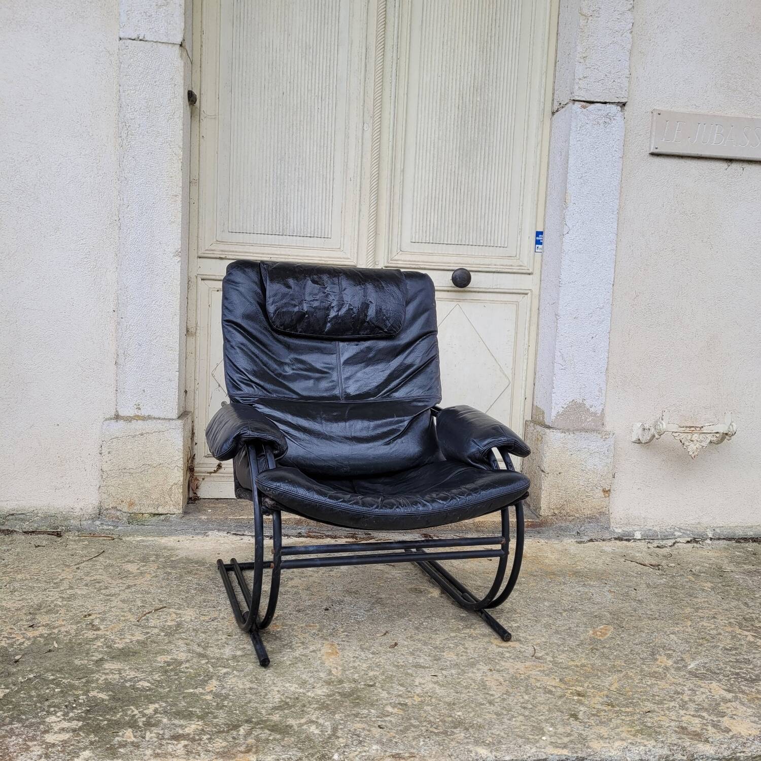 Designer leather armchair
