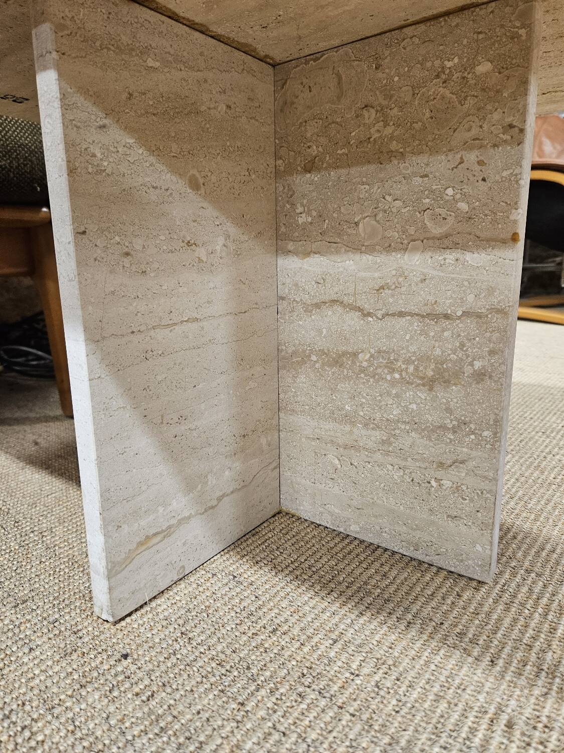 Set of 3 travertine nesting tables