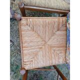 6 wooden kitchen chairs, straw-covered
