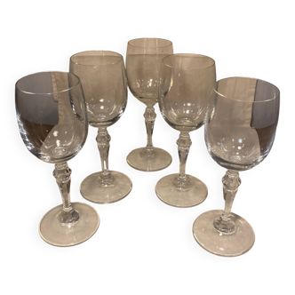 5 verres en cristal vintage