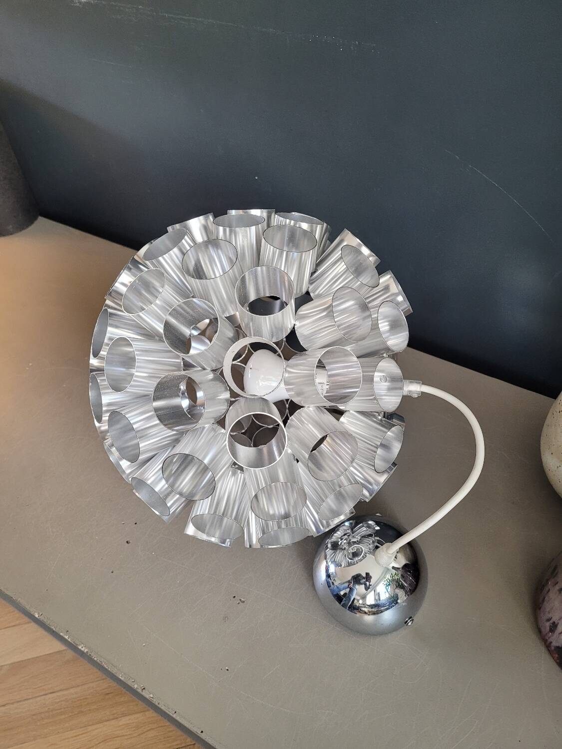 Space-age aluminum pendant light