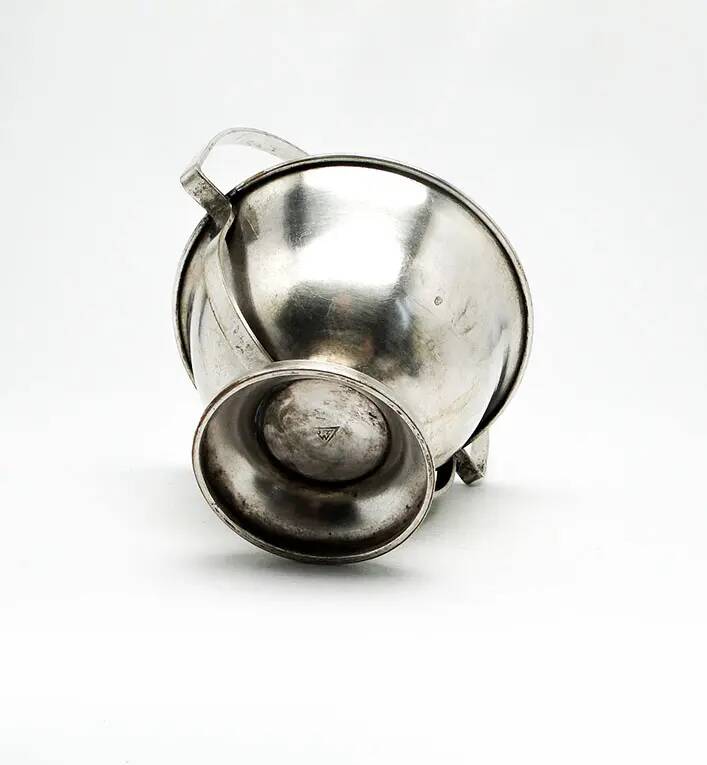 Art Deco sugar bowl, silver-plated brass, Poland, 1920s