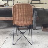 raoul guys chair in rattan and metal base year 50