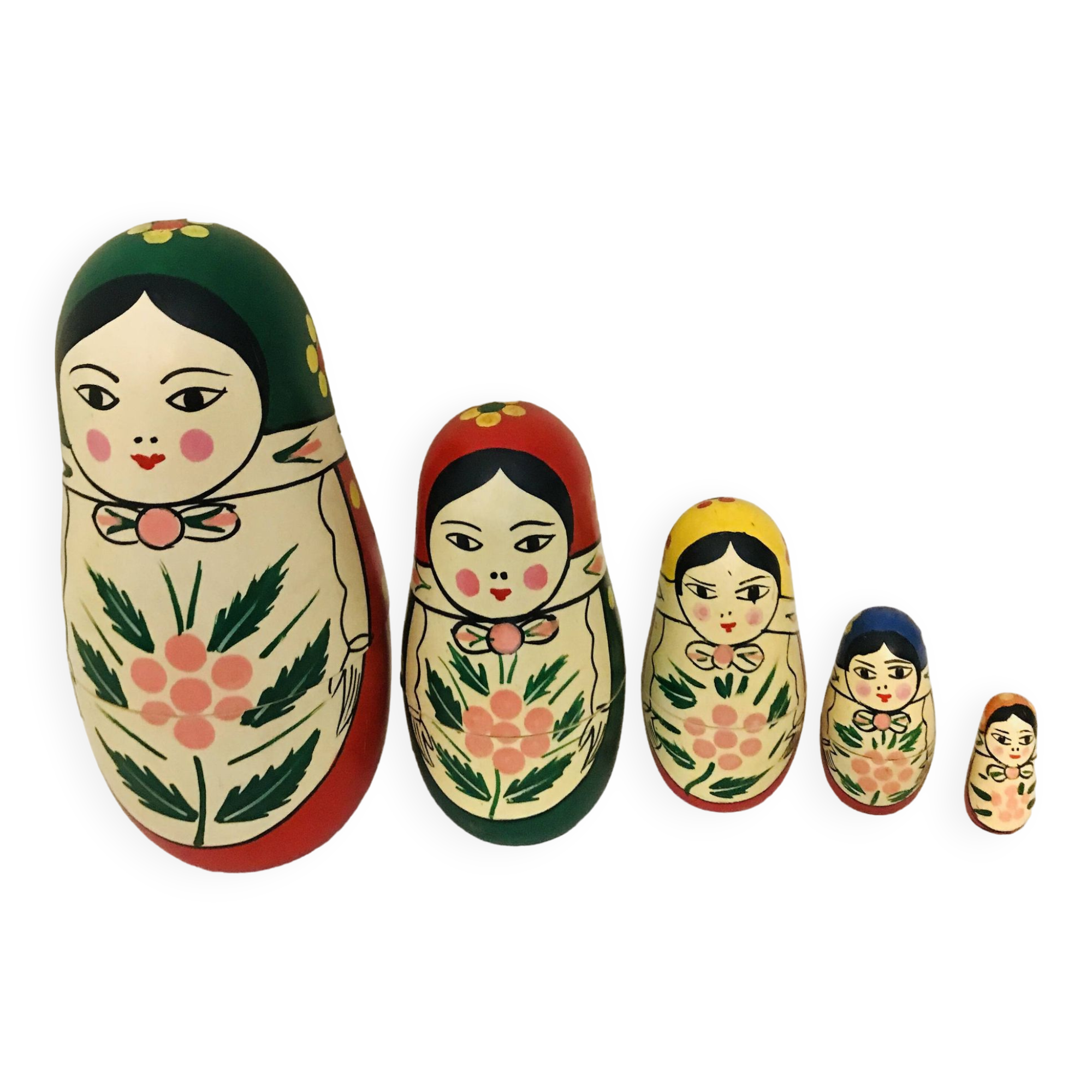 Poupées Russes Matriochkas traditionnelles relookées série de 5