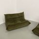 Vintage 2 and 3 seater green velvet togo set