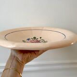 hollow dish Digoin Sarreguemines beige with pink and blue flowers 40s