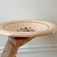 hollow dish Digoin Sarreguemines beige with pink and blue flowers 40s