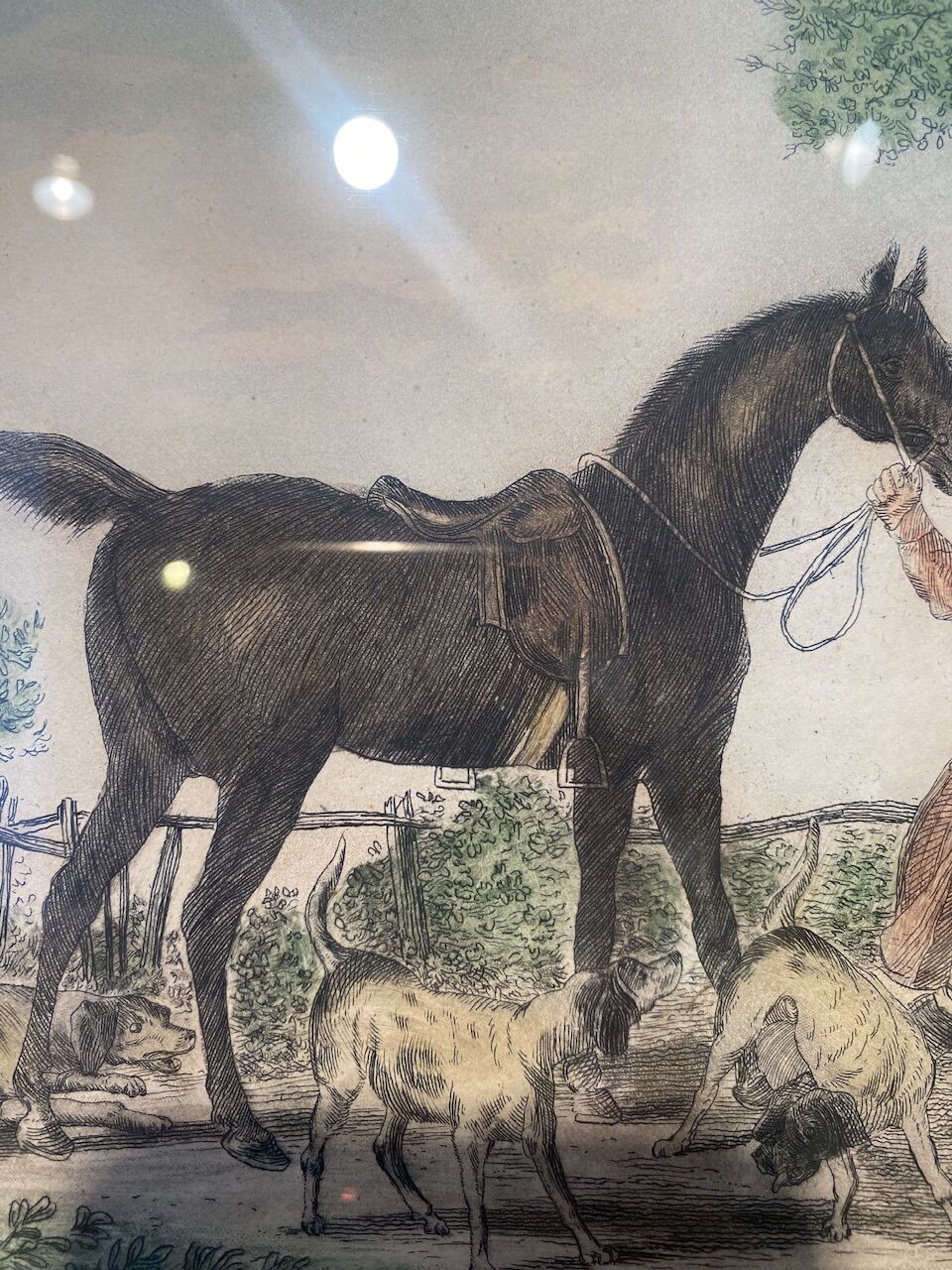 Antique engraving , the hunter to the discovery early XX century