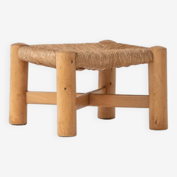 low rush stool by Wim den Boon, designed and manufactured in the Netherlands during the 1950s.