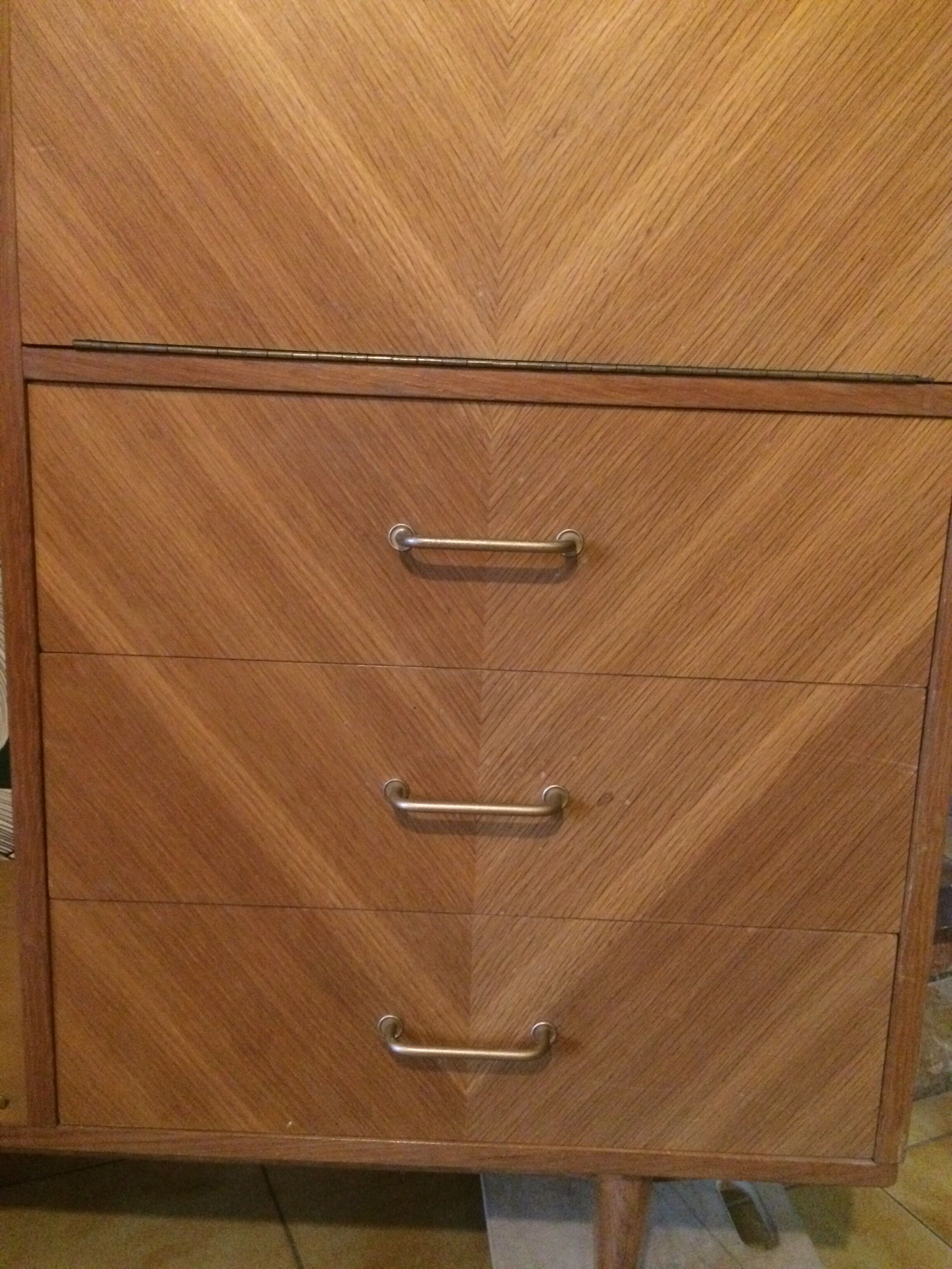 Secrétaire armoire bois en chevrons