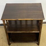 Small vintage wood and rattan bookcase shelf