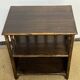 Small vintage wood and rattan bookcase shelf