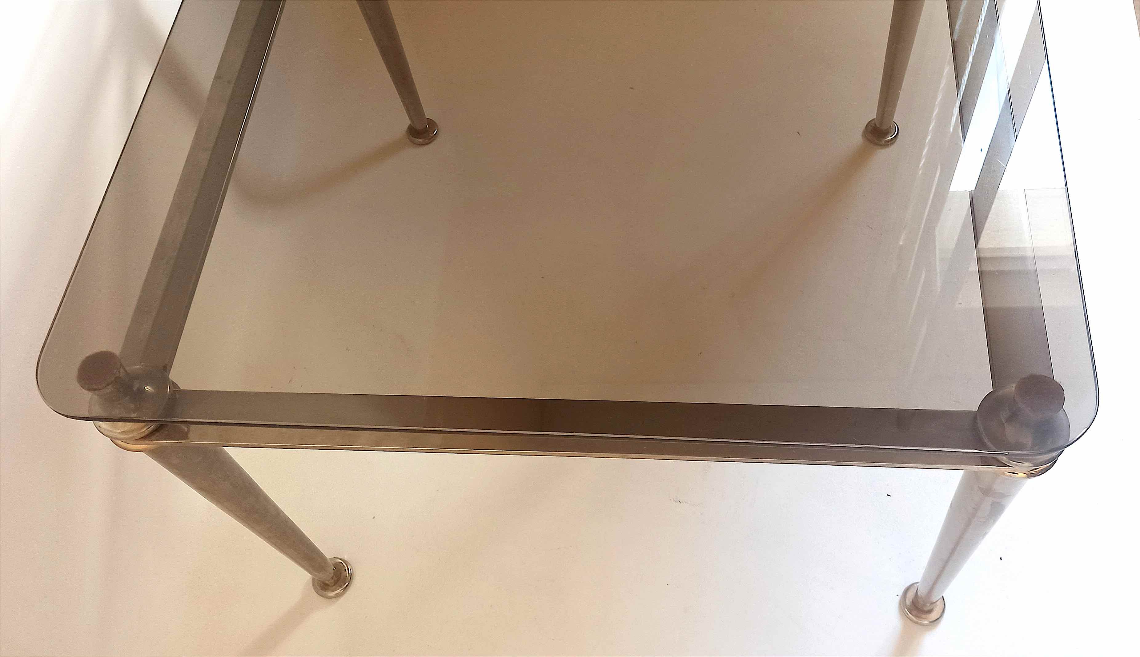 Steel coffee table and tempered glass 70s