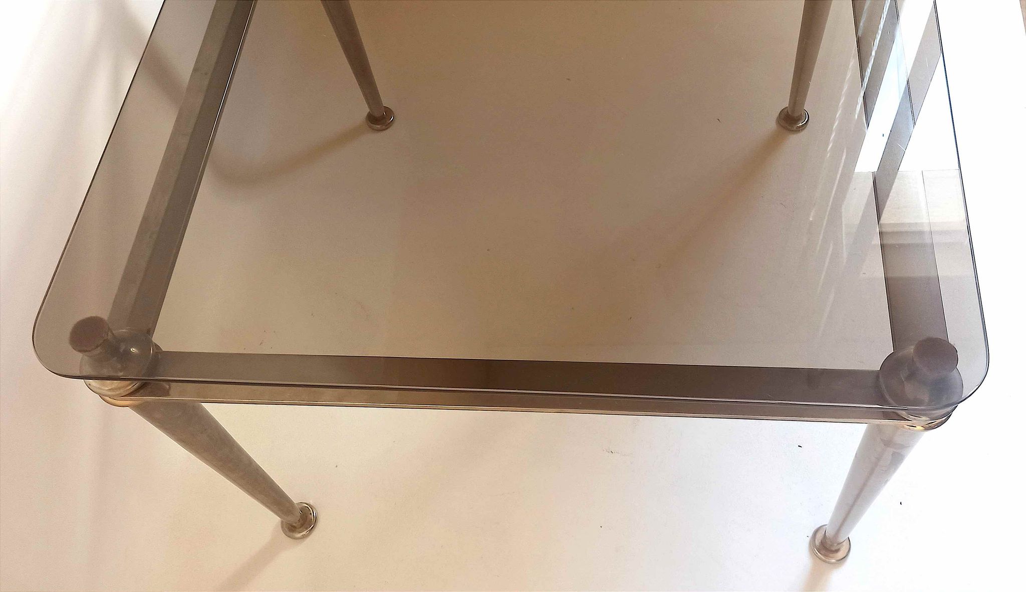 Steel coffee table and tempered glass 70s