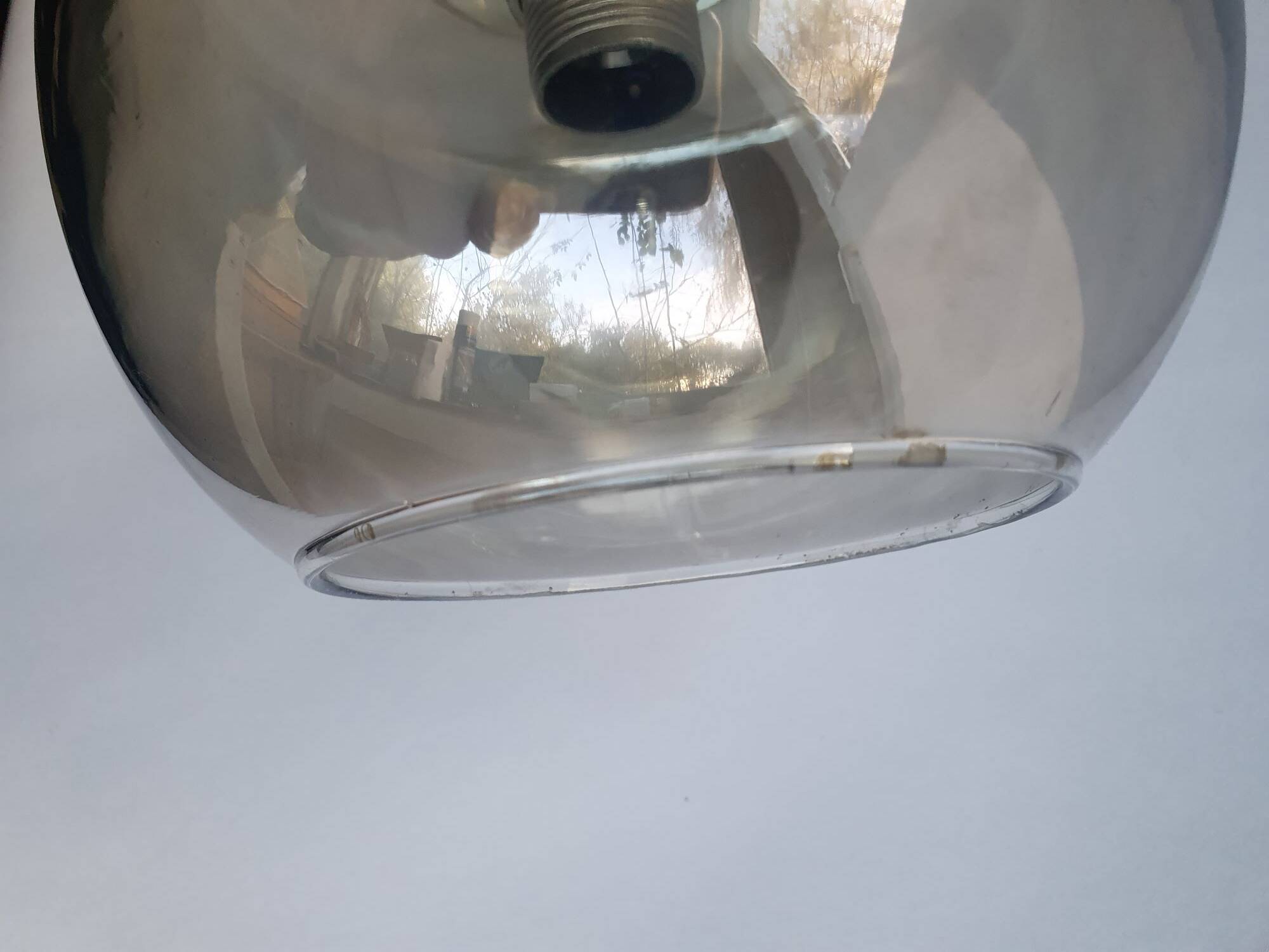 Pair of 1980s chrome metal and smoked glass wall lights