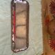 Rectangular metal top in chiseled silver color and vintage grape pattern