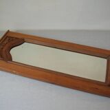 Ancien miroir glace en verre biseauté cadre en bois sculpté 58 cm déco rétro