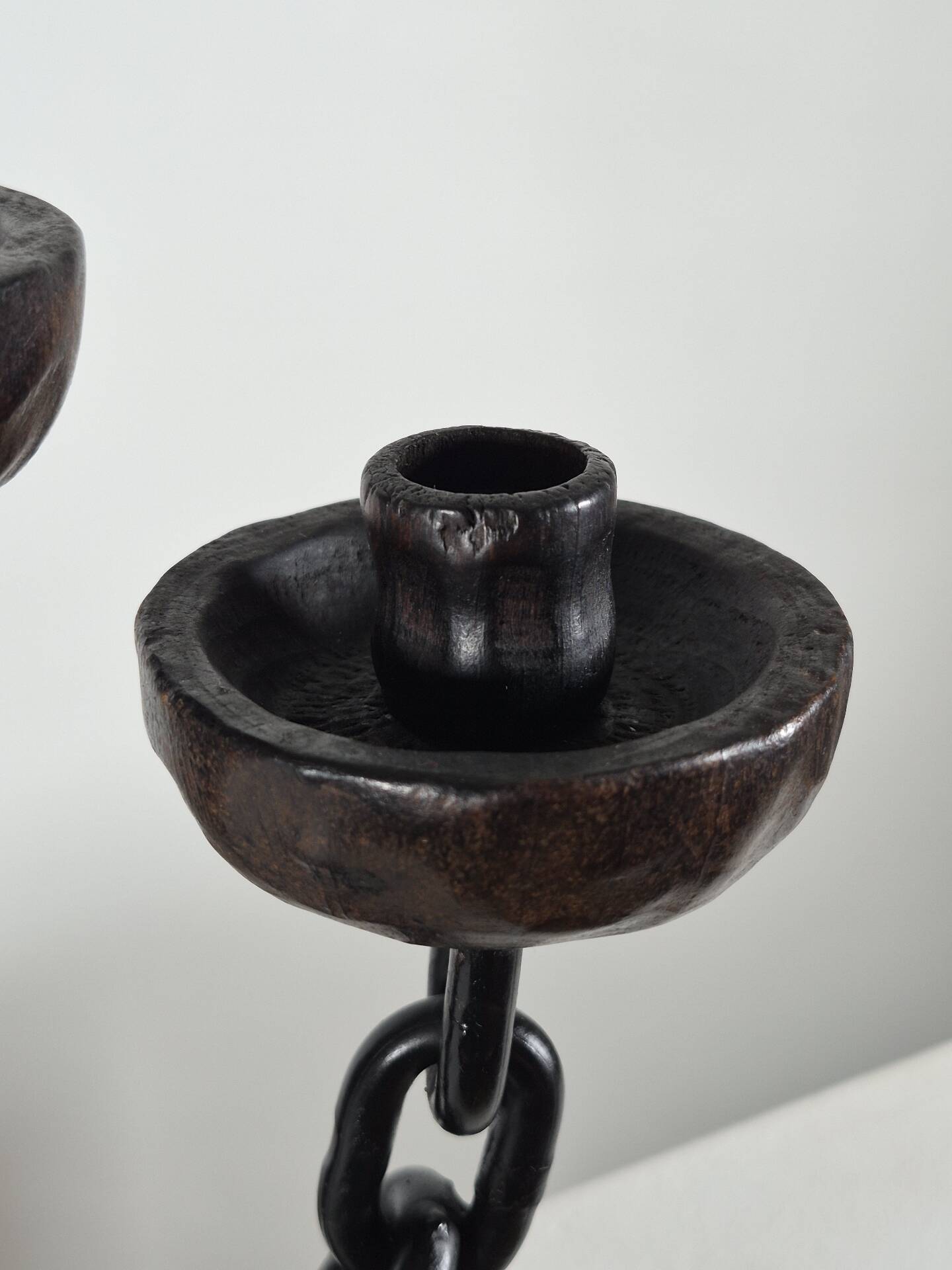 Vintage brutalist chain decor candleholder spain