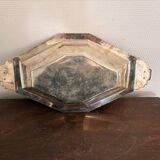 Plateau Flat Basket Bread Fruit Vegetable Art Deco Silver Metal