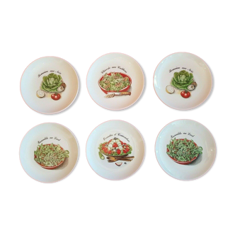 6 small salad plates Moulin des Loups Orchies France