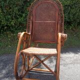 Rocking-chair vintage Peacock in rattan