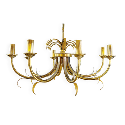 Chandelier en laiton et chrome en forme d'ananas, années 1970